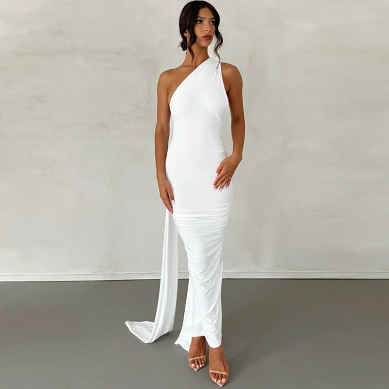 Zennia™ | Luxe Oblique Shoulder Maxi Jurk