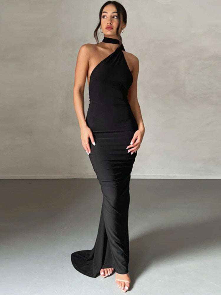 Zennia™ | Luxe Oblique Shoulder Maxi Jurk